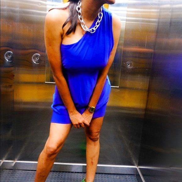 Royal Blue mini. One-shoulder.